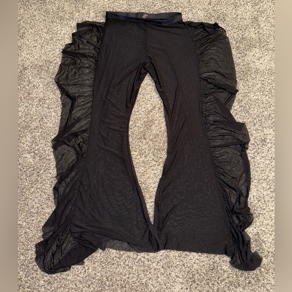 Black Ruffled Flare Pants Size Large